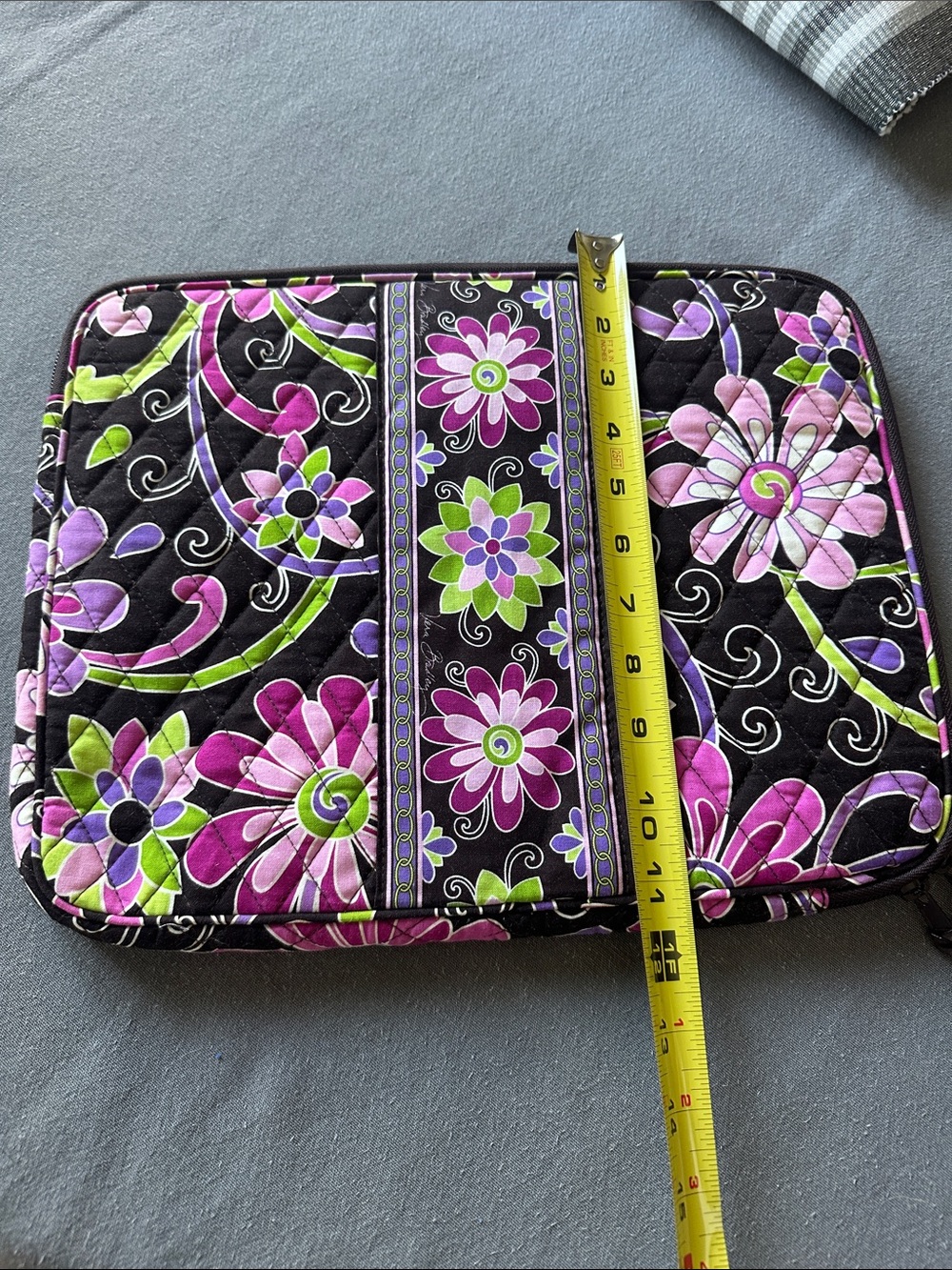 Vera Bradley Black Quilted Tablet Sleeve with Pink, Purple & Green Floral Print - Picture 3 of 3